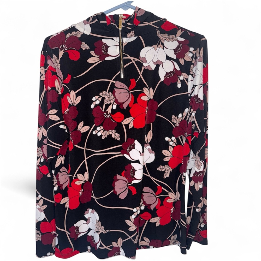 Liz Claiborne Black and Red Floral Blouse - Picture 2 of 5